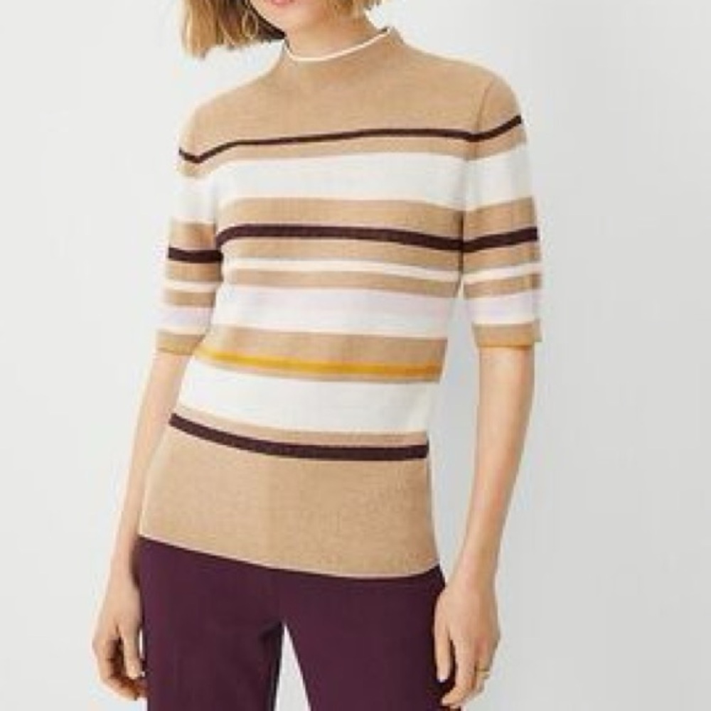 Ann Taylor Women’s Short Sleeve Striped Sweater